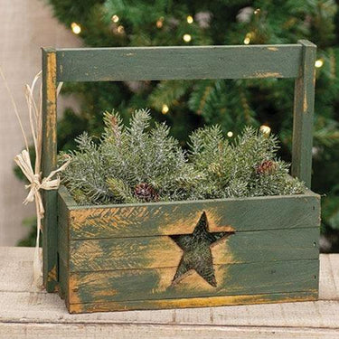 Distressed Wood Christmas Colors Star Cutout Tote, 2 Asstd. Sold Individually - The Fox Decor